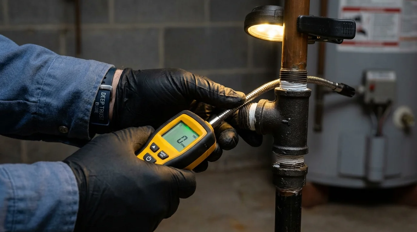 Gas leak detection with electronic sniffer by Johns Plumbing LLC in Oconto